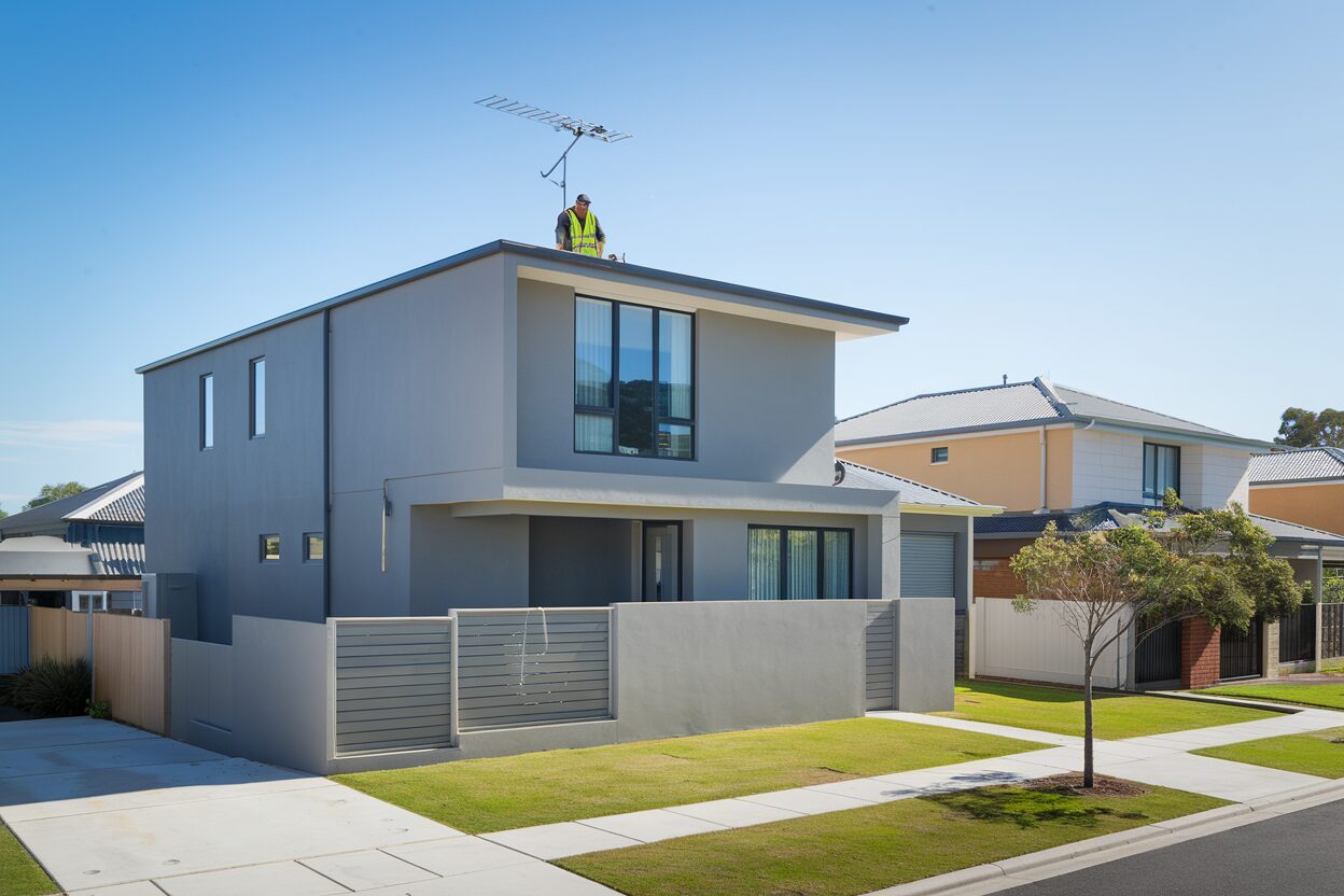 Professional TV antenna installation on Perth home